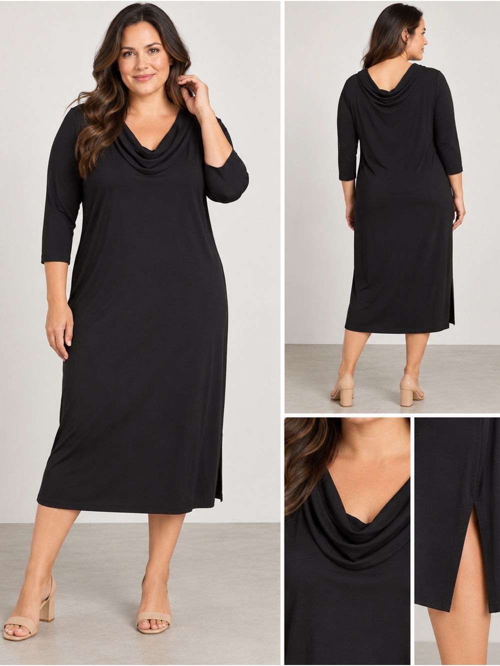 Soma Black Cowl Neck Midi Dress XL